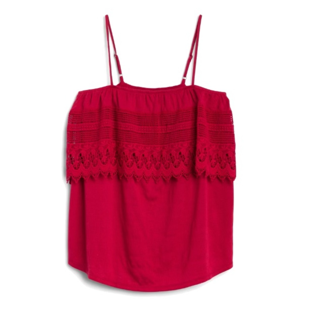 Nine Britton Ruby Red Lace Spaghetti Strap Tank Top Sz L